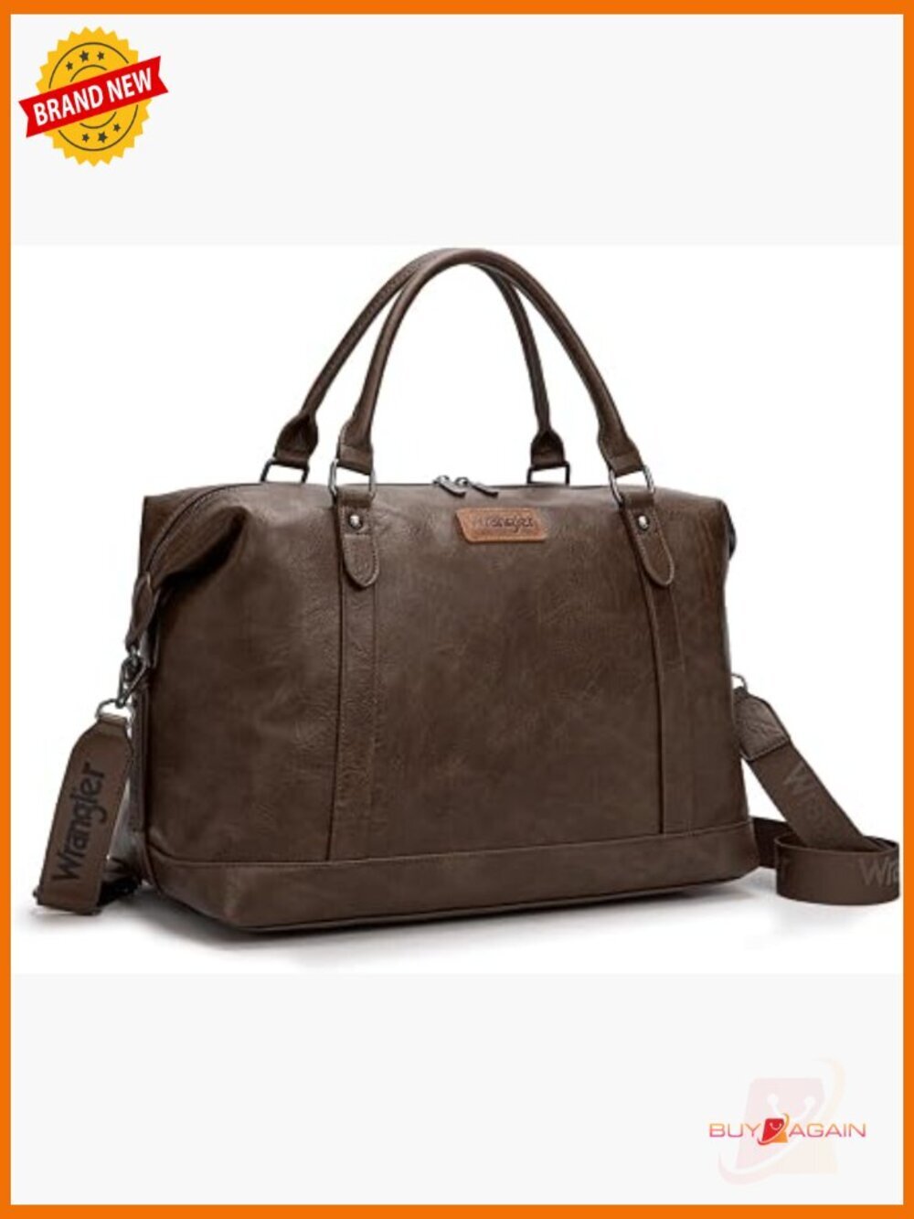 Vegan Leather Waterproof Large Travel Weekender Duffel Bag with Shoulder Strap